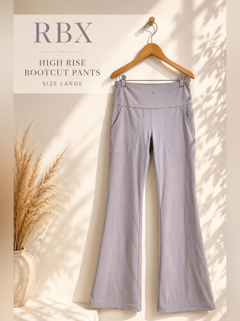 RBX High Rise Bootcut Yoga Pants Light Lavender Gray Size Large